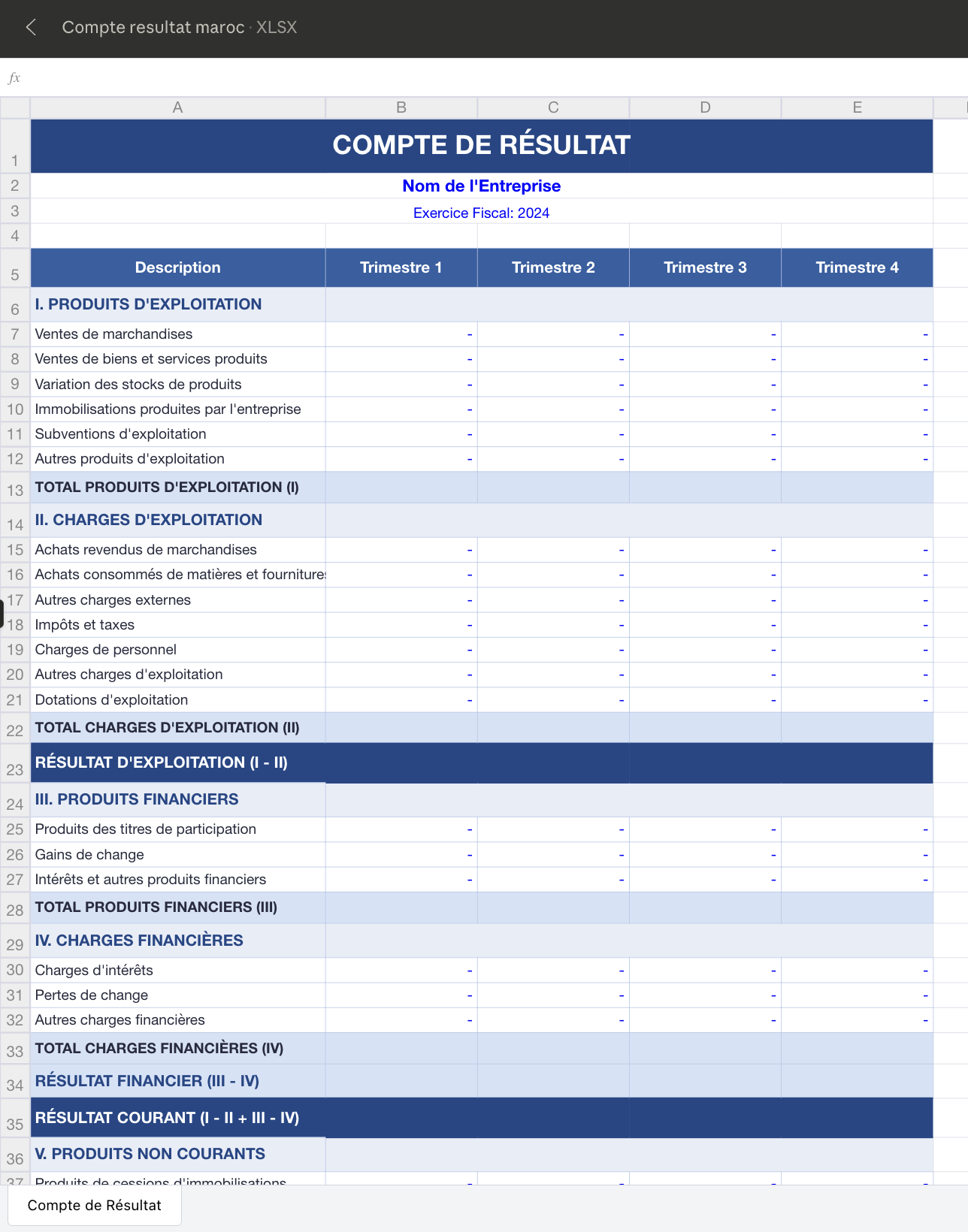 Compte de Résultat Professionnel pour Entreprises Marocaines
